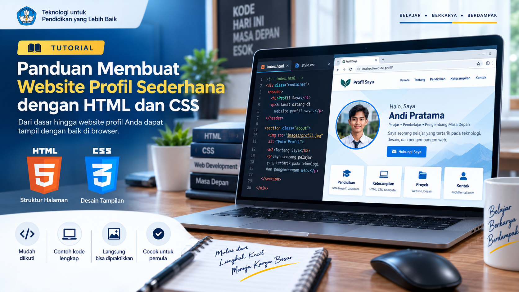 Panduan Membuat Website Profil Sederhana dengan HTML dan CSS dari Dasar