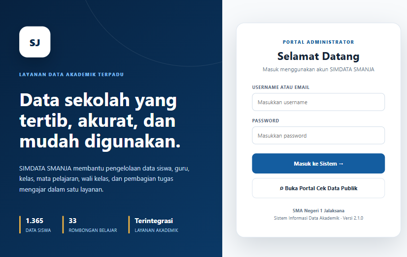 tampilan laman bank data