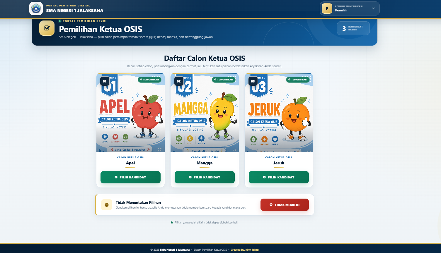 Galeri Aplikasi Pemilihan Ketua OSIS Premium